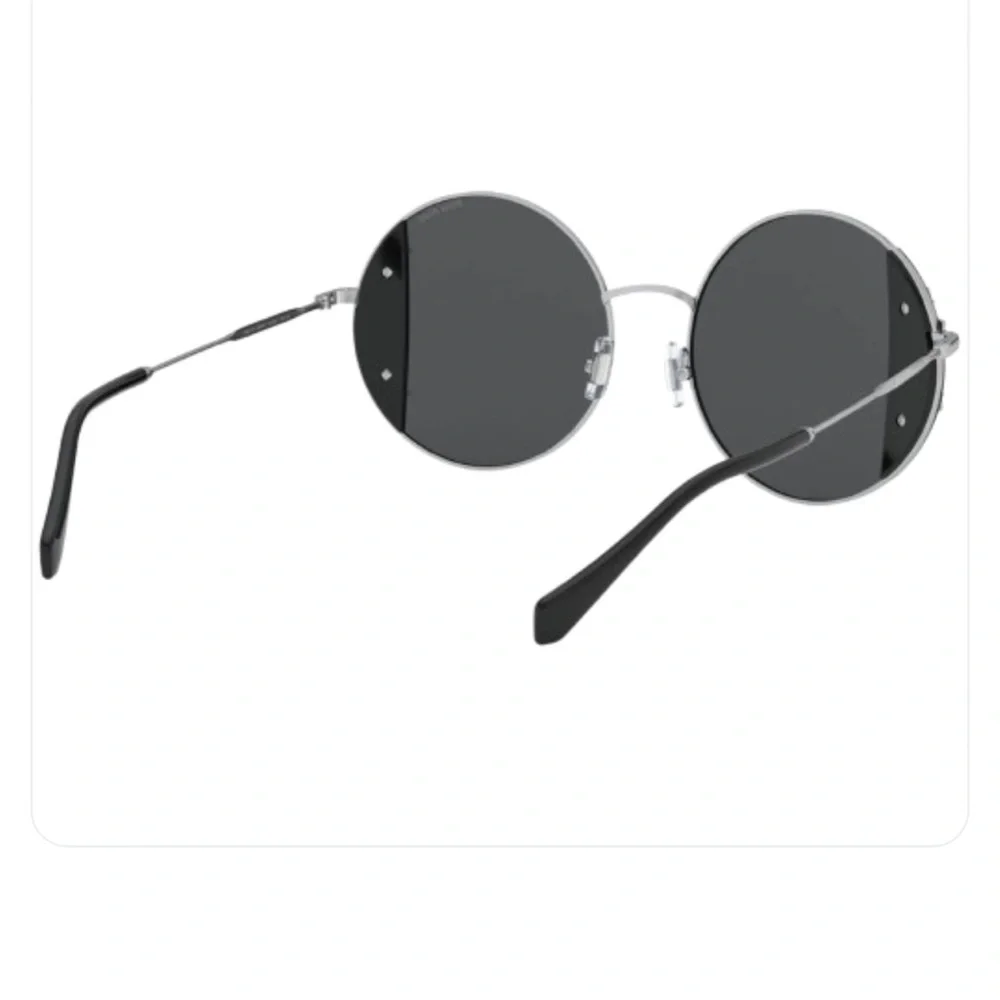 NEW MIU MIU Sunglasses MU 57VS Swarovski Crystal Round Silver Black Case & Box
